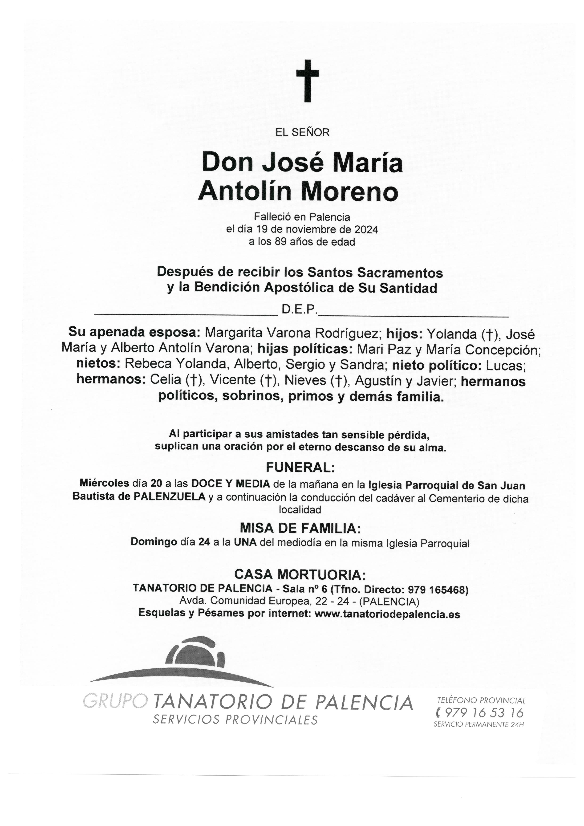 EL SEÑOR DON JOSÉ MARÍA ANTOLÍN MORENO